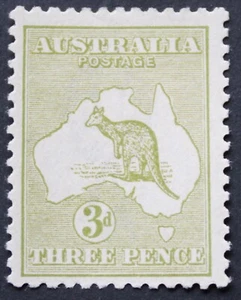 Australia 1918 Three Pence Kangaroo with coast in Bight BW 13(2)ha mint - Picture 1 of 1