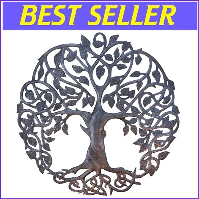 Fair Trade Certified Tree of Life Metal Art - 23 In. Round Sculpture from Haiti - Image 1 of 4