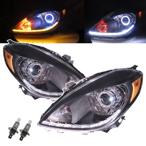 Fits NISSAN Sunny N17 MK1 11-14 4D Guide LED Halo LED Bar V2 Headlight Black RHD - Picture 1 of 8