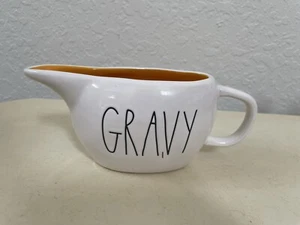 Rae Dunn GRAVY Gravy Boat w/ Orange Interior New! - Picture 1 of 3