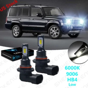 LED Headlight Kit 9006 HB4 6000K White Low Beam Bulbs for Jeep Commander 2006-10 - Imagen 1 de 12