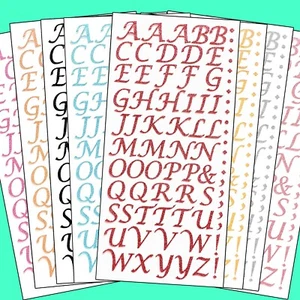 GLITTER LETTER STICKERS Small 15mm Peel Off Stick On Alphabet A-Z Craft Sheets - Picture 1 of 10