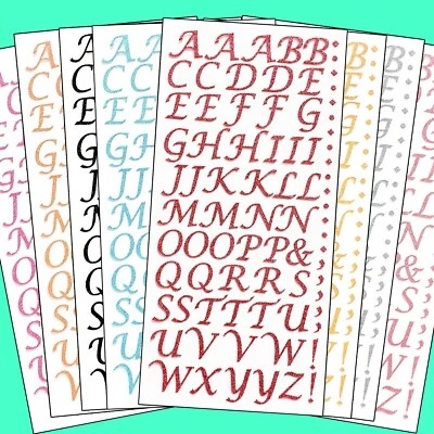 PEBBLE ELEVEN GLITTER LETTER STICKERS Small 15mm Peel Off Stick On Alphabet A-Z Craft Sheets