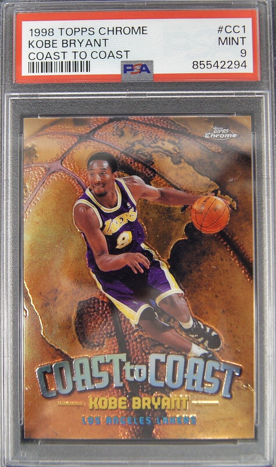 1998 TOPPS CHROME KOBE BRYANT #CC1 Coast To Coast PSA 9 MINT LAKERS