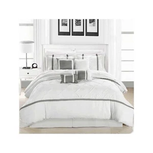 Chic Home White Bed in a Bag Comforter Set, King Size (8 Piece), Vermont - Pi... - Picture 1 of 2