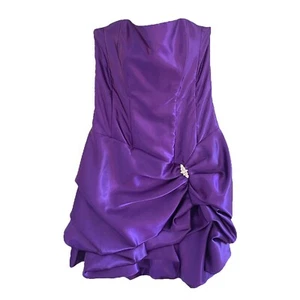 Jessica Mcclintock Gunne Sax Size 6 Satin Mini Dress Strapless Bubble Hem VTG - Picture 1 of 10