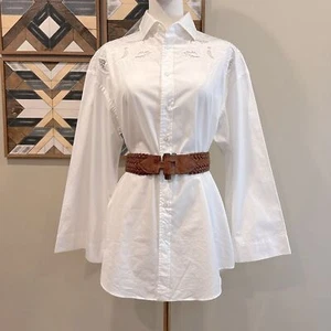 Ralph Lauren Purple Label Oversized Cotton Lace Blouse White 6 *As-Is* - Imagen 1 de 16
