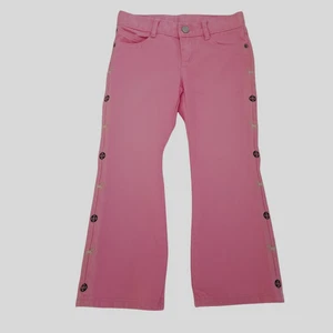 Gymboree Pants Girls 4 Pink Flare Leg Jeans Puppy Embroidery Adjustable Waist - Picture 1 of 10