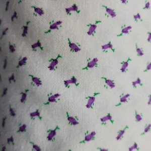 56" Rose Buds Purple on White Flannel Fabric by the Yard - Picture 1 of 1