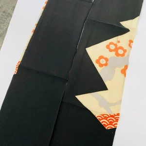 Celebration #Fset 7x70 LONG Vintage Tomesode Black Silk Kimono Fabric ToF31 - Picture 1 of 6