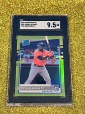 YORDAN ALVAREZ SGC 9.5 2020 DONRUSS OPTIC #45 YORDAN ALVAREZ LIME GREEN PRIZM RC
