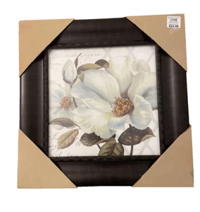Kirkland’s White Floral Bliss Framed Art Print 17 x 17 NEW Wall Home Decor - Picture 1 of 11