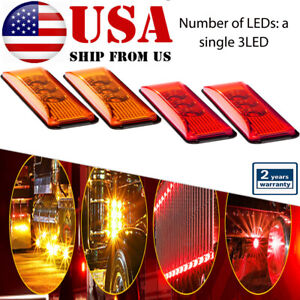 3-LED 4x Side Marker Lights RV Truck Trailer Clearance Lights Lamp Amber/Red NEW