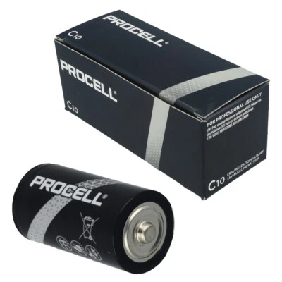10 x DURACELL C SIZE PROCELL ALKALINE BATTERIES LR14 MN1400 Replaces Industrial - Image 1 of 3