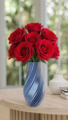 Elegant Modern Spiral Twist Shiny Silver 3d Printed Vase 7" Minimalist Decor - Image 1 of 4