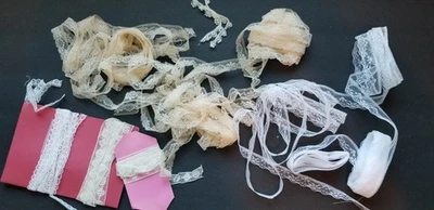 LOTE DE ENCAJE DE LUJO ~ CREMA Y BLANCO ~ IDEAL PARA COSER ROPA, ROPA DE MUÑECA ARTESANAL Foto 1 de 4