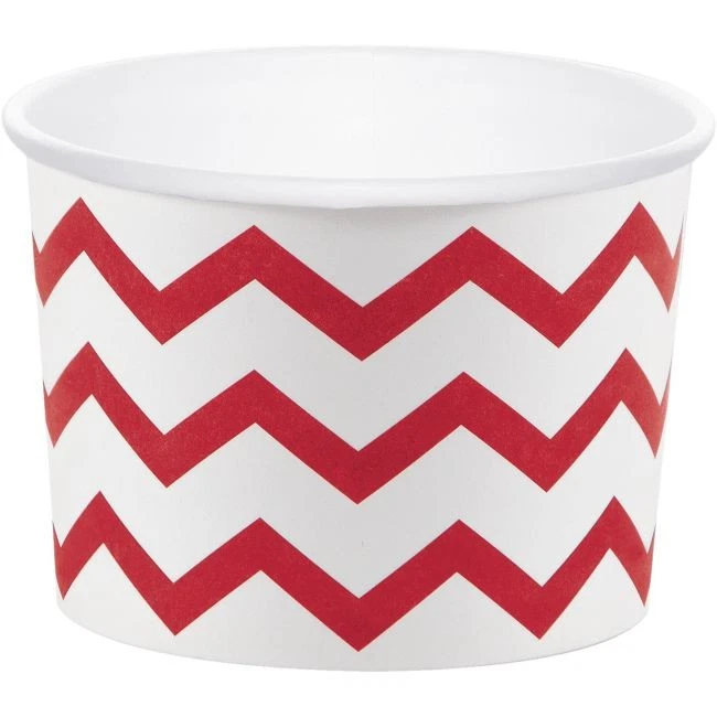 Red Chevron Stripe Paper Treat Cups 6 per pack 2.5" x 3.5" Tableware Decorations - Image 1 of 1