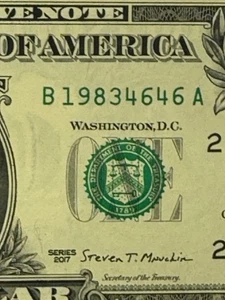 Year Note 1983 1 Dollar Bill Mini Repeater 4s 6s $1 Fancy Serial Number 2013 Yr - Picture 1 of 6