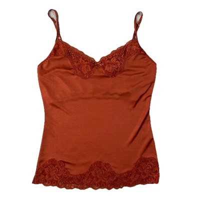 Camiseta sin mangas de colección Y2K The Limited con encaje recortada cami forrada naranja quemado para mujer’s S Foto 1 de 4