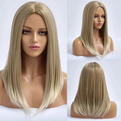 Women Ash Blonde Cosplay Wig Layered Bob Straight Heat Resistant Synthetic Hair - Image 1 of 4