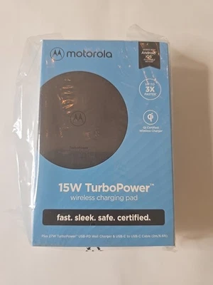 New Motorola TurboPower Wireless Charger-15W QI Charging Pad with 6.6ft Cable - Image 1 of 4