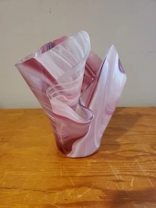 Studio Glass Pink Purple Swirl Glass Bowl Napkin Holder Handmade - Picture 1 of 6