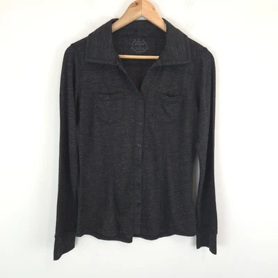 Prana Women's Charcoal Luna Button Front Shirt Wool Blend Long Sleeves Size M - Image 1 of 4