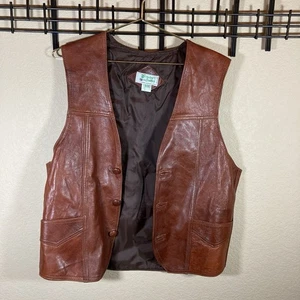 Vintage Genuine Leather Vest Hecho En Mexico Acetate Lining Medium size 44 - Picture 1 of 6