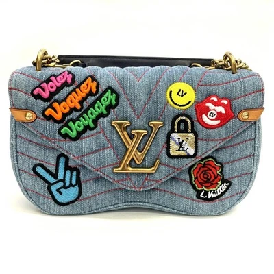 Bolso de Hombro Louis Vuitton New Wave MM Denim Cadena Índigo Herrajes Dorados M52566 Foto 1 de 4