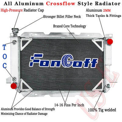 1451 4 Row Radiator For 1983-1997 1986 Ford F150 F250 F350 Bronco Truck 7.5L V8 - Image 1 of 4