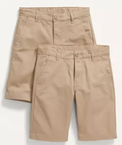 Old Navy Boy's Shorts Sz 12 Slim Knee Length Uniform 2-Pk Khaki/Shore Enough NWT - Picture 1 of 6