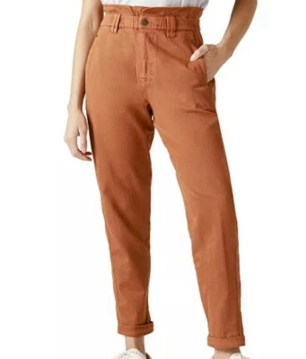 Pantalones de mezclilla Lucky Brand bolsa de papel pierna recta talla 27 marrón sepia cintura elástica  Foto 1 de 4