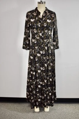 Zara Collection Black Floral Long Dress Size XSmall  On Sale  ap - Image 1 of 4