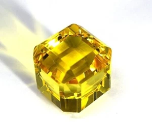 New 15 Ct+ Certified Natural Sri Lanka Yellow Color Sapphire Cube Loose Gemstone - Picture 1 of 8