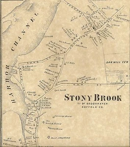 Mappa Stony Brook NY 1873 con aziende e proprietari di case mostrata - Foto 1 di 2