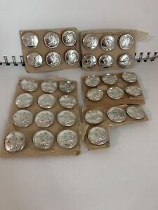 Vintage Horse Equestrian Silver Tone Metal Buttons-Set Of 34