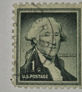 RARE VINTAGE GEORGE WASHINGTON 1 CENT STAMP GREEN STAMP US POSTAGE  - Picture 1 of 2