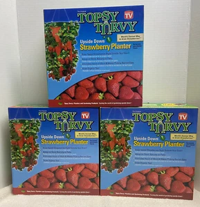 Topsy Turvy STRAWBERRY HANGING PLANTER Upside Down Swivel Top - Pack of 3 - Picture 1 of 2