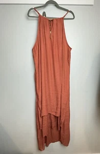 Mlle Gabrielle Maxi Dress Womens 3X Jeweled Orange Salmon High Low Sleeveless DP - Picture 1 of 6