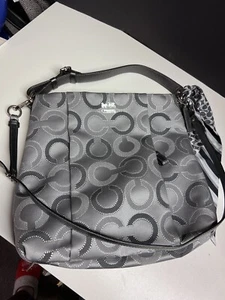 Coach Madison grau gepunktet OP Art Outline Madison Handtasche Beuteltasche Handtasche - Bild 1 von 6