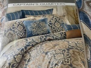 NWT Croscill CAPTAIN's QUARTERS 4 Pc Queen Comforter Set Bed Skirt 15" Two Shams