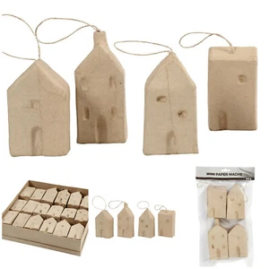 Casas colgantes hechas a mano papel maché decoración pintable árbol de Navidad invierno - Imagen 1 de 8