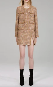 SELF-PORTRAIT Gold Tinsle Bouclé Jacket Size US6 UK10 Orig. $655 NEW - Picture 1 of 6