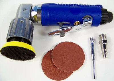 2" Mini Orbital 90 Degree ANGLE AIR SANDER TOOL Hook and Loop with Discs and Pad