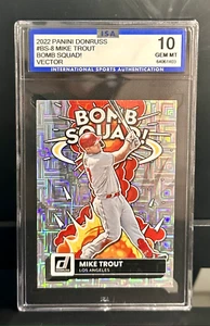 MIKE TROUT 2022 Donruss Bomb Squad Insert #BS-8 VECTOR PARALLEL Graded ISA 10 - Picture 1 of 1