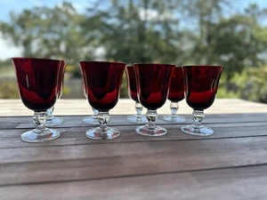 8er Set Cristal D'Arques Durand tiefe rubinrote Kelche / Vintage Glas - Bild 1 von 6