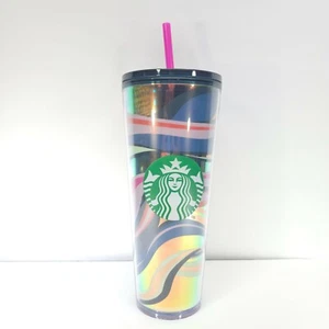 Starbucks Christmas 2021 Multi Color Swirl 24 Oz Venti Tumbler NEW Limited - Picture 1 of 7