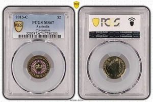Australia 2013 C Mintmark Coronation $2 Coloured Coin PCGS MS67 #0203 - Picture 1 of 1