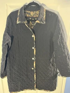 KOOS of Course Med Silk Lightweight Quilted Black Brown Gold Reversible Jacket - Picture 1 of 23