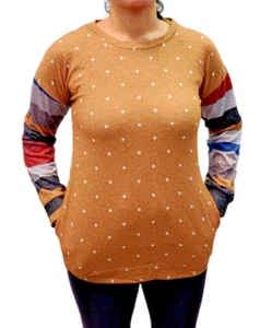MEROKEETY Damen Freizeit Langarm Rundhals Tops Pullover Shirts Größe M - Bild 1 von 3